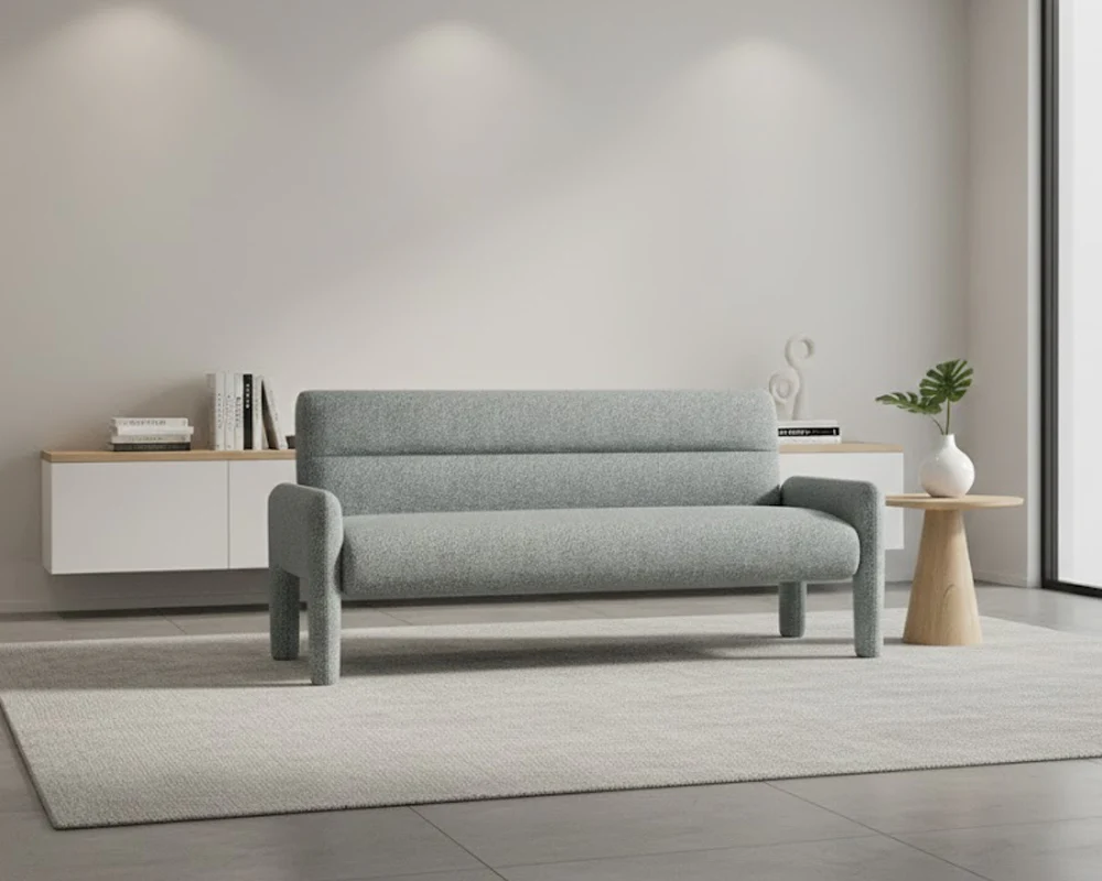 Sky Blue 3 Seater Sofa Modern Chenille KD Sofa for Living Room - Image 6