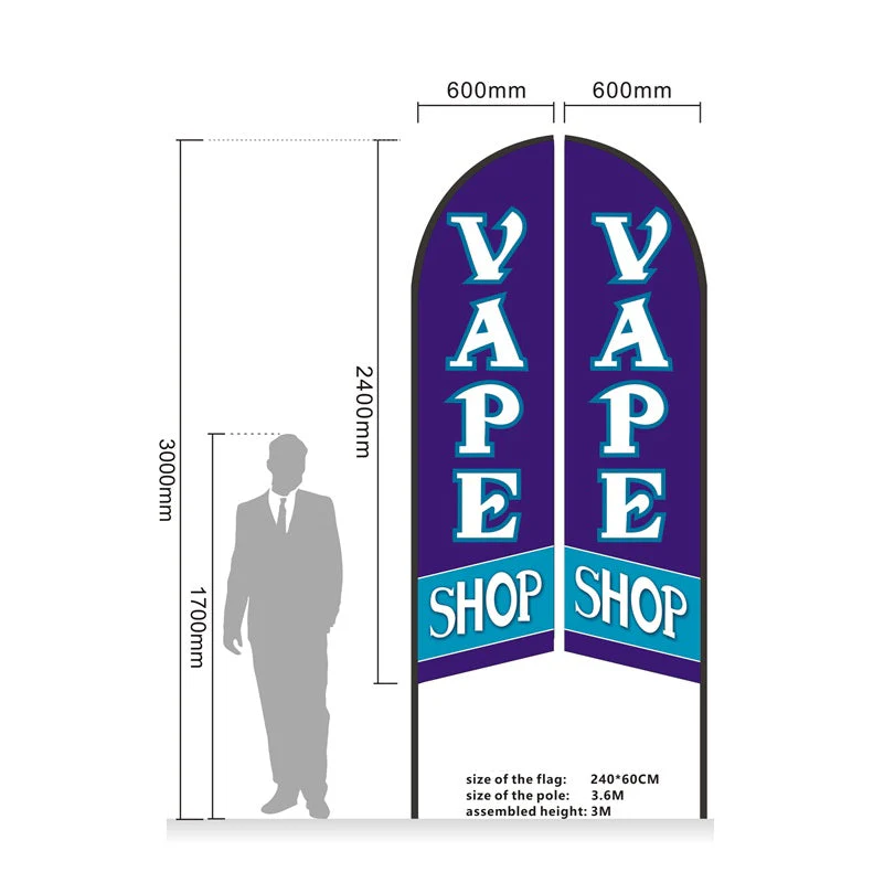 SMOKE 3.4M SET - Pre-print Double Sided Feather Banner Flag Business Commersial 3.4M SET - Image 6