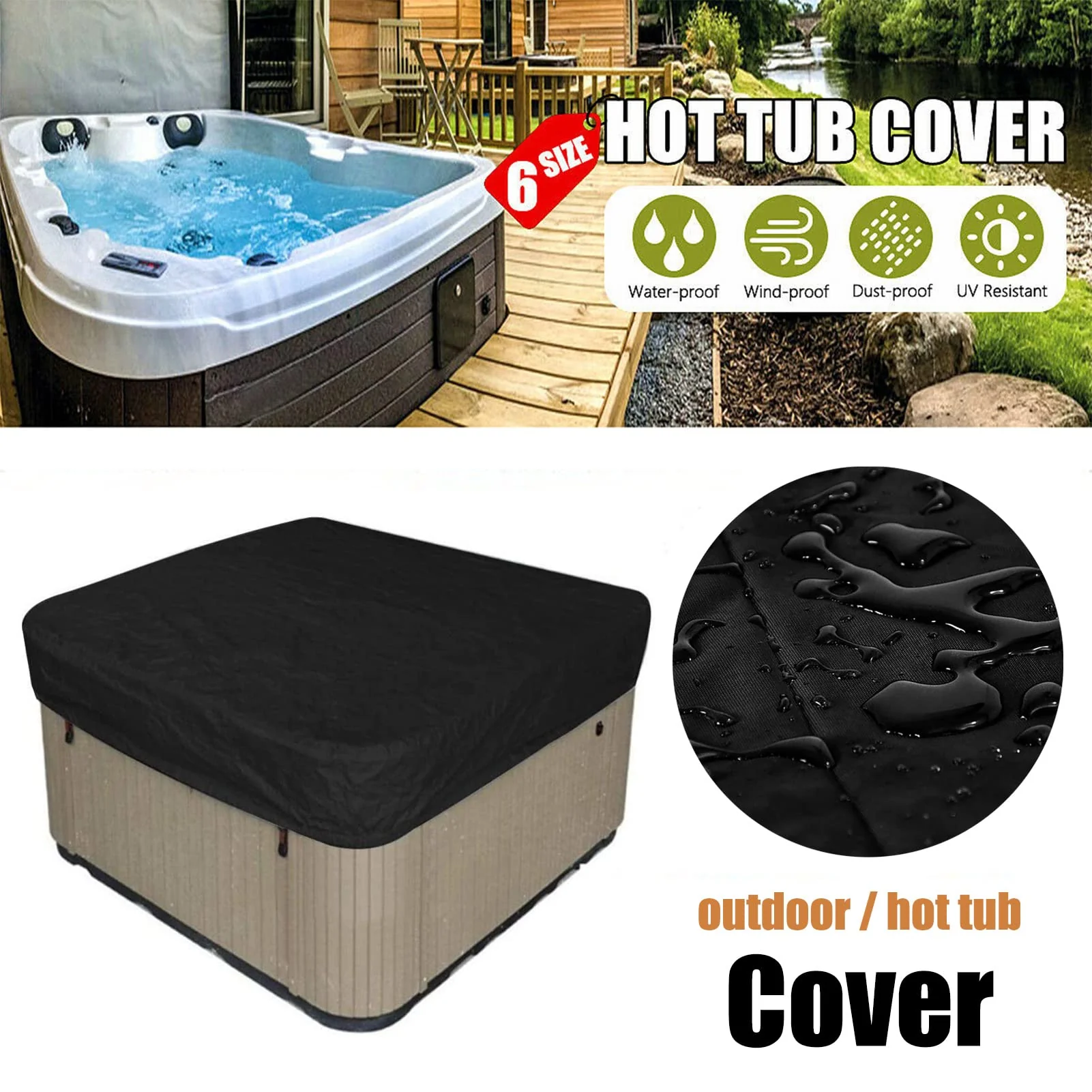 Square Hot Tub Cover 231×231×30cm – Waterproof Spa Cover Outdoor Protection - Image 3
