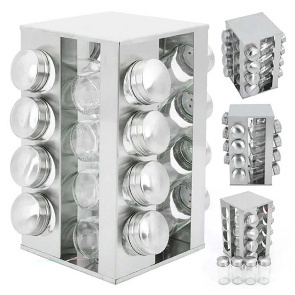 Spice Rack Stand Carousel Rotating Spice Rack Stand Glass 16 Jars