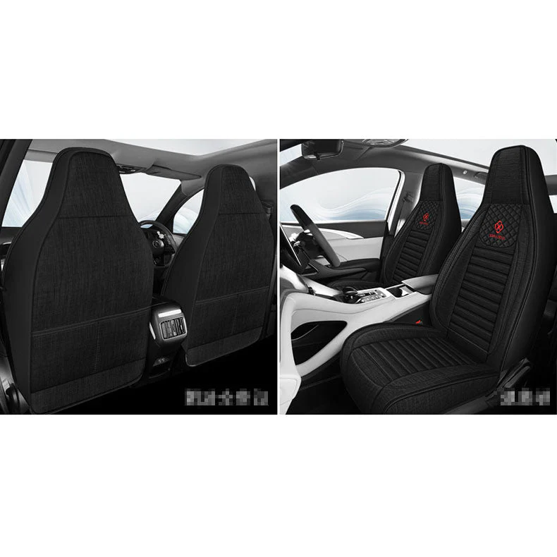 Sport Style Synthetic Linen/Flax Breathable Bucket Car Seat Covers Full Set - Image 2