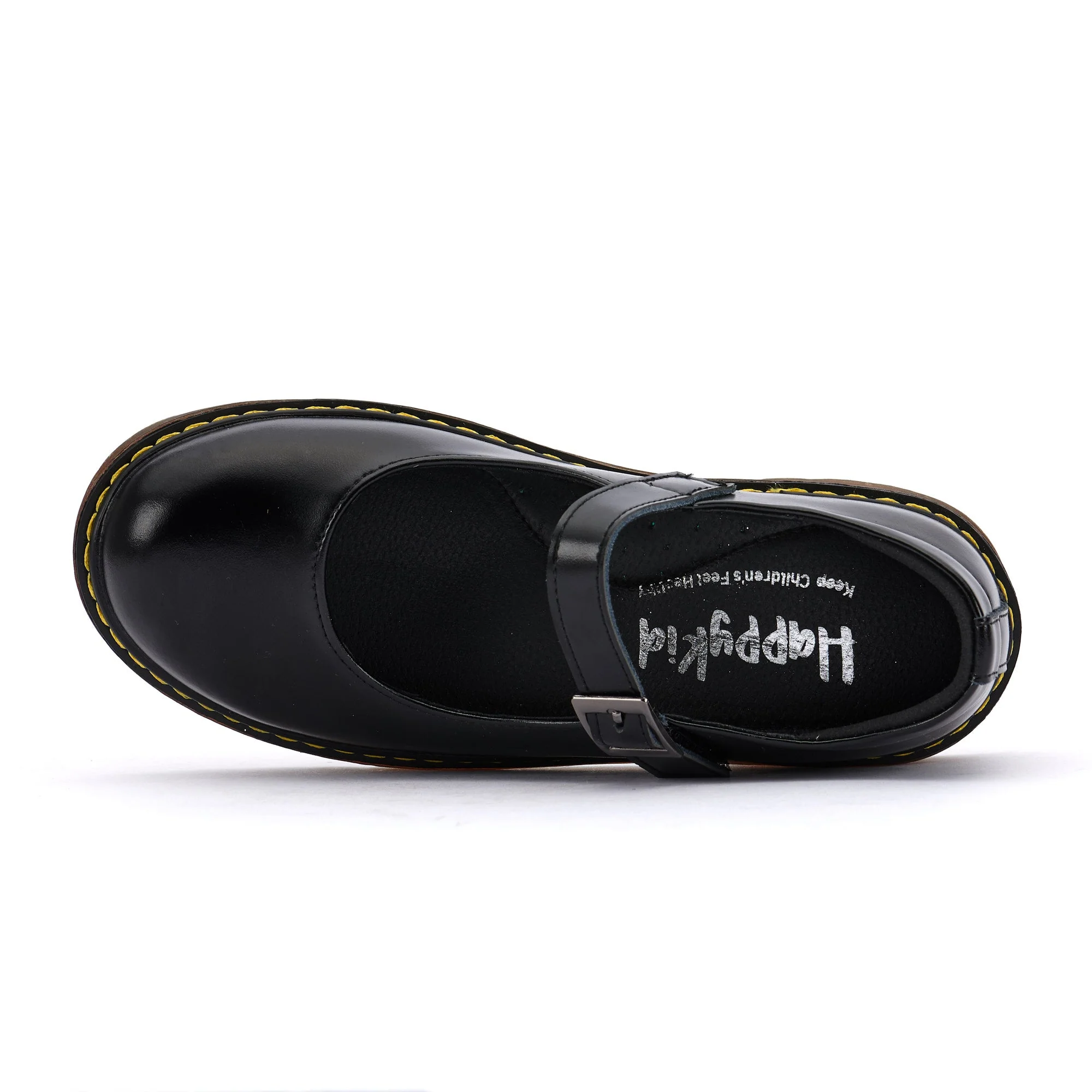 Stylish Black Leather Mary Jane School Shoes-Pretty Princess - Image 5