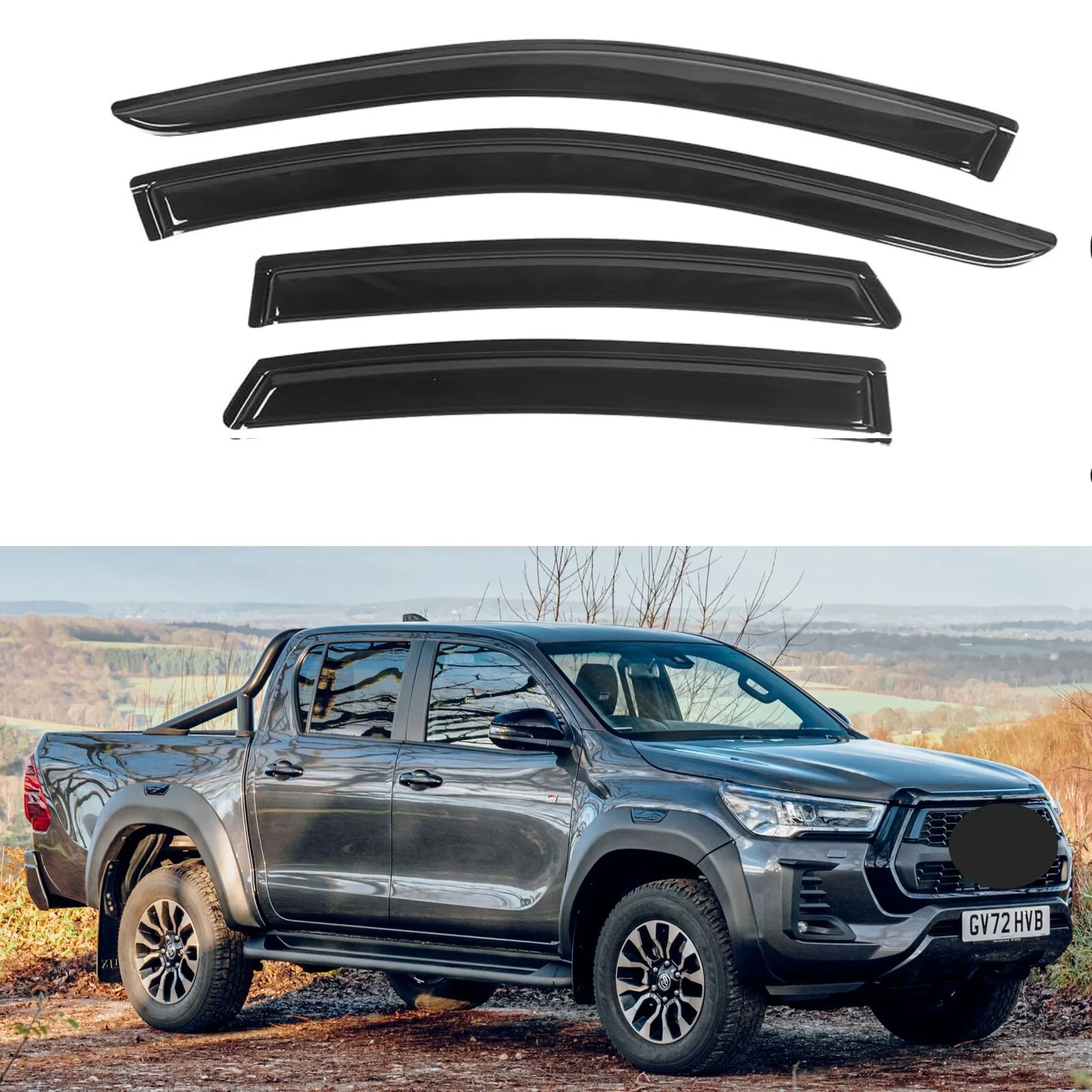 Door Visor / Weather Shield / Monsoon Guard To Suit Toyota HILUX 2015-2024 - Image 8