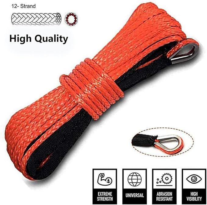 Synthetic Winch Rope Red 15m 6mm - Image 4