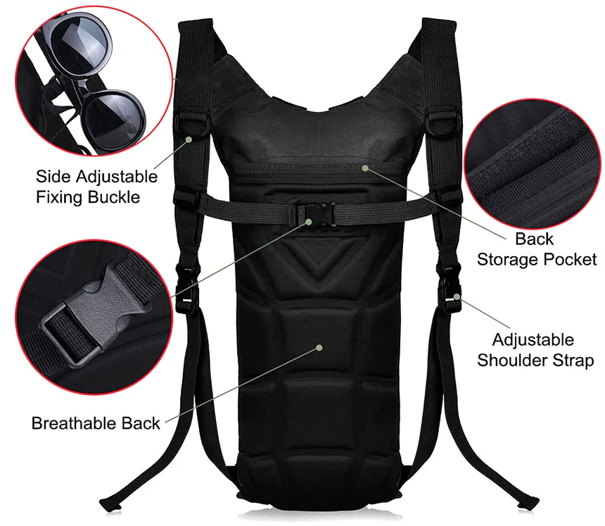 Tactical Lightweight Hydration Backpack with 3L Water Bladder - Image 5