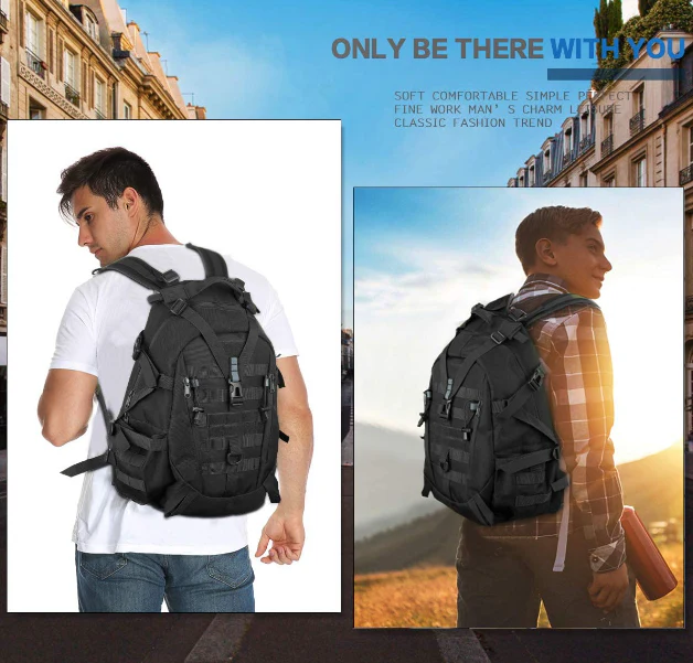 Tactical Motorcycle Backpack For Men Military 30L Travel Hiking Set C Black - Image 5