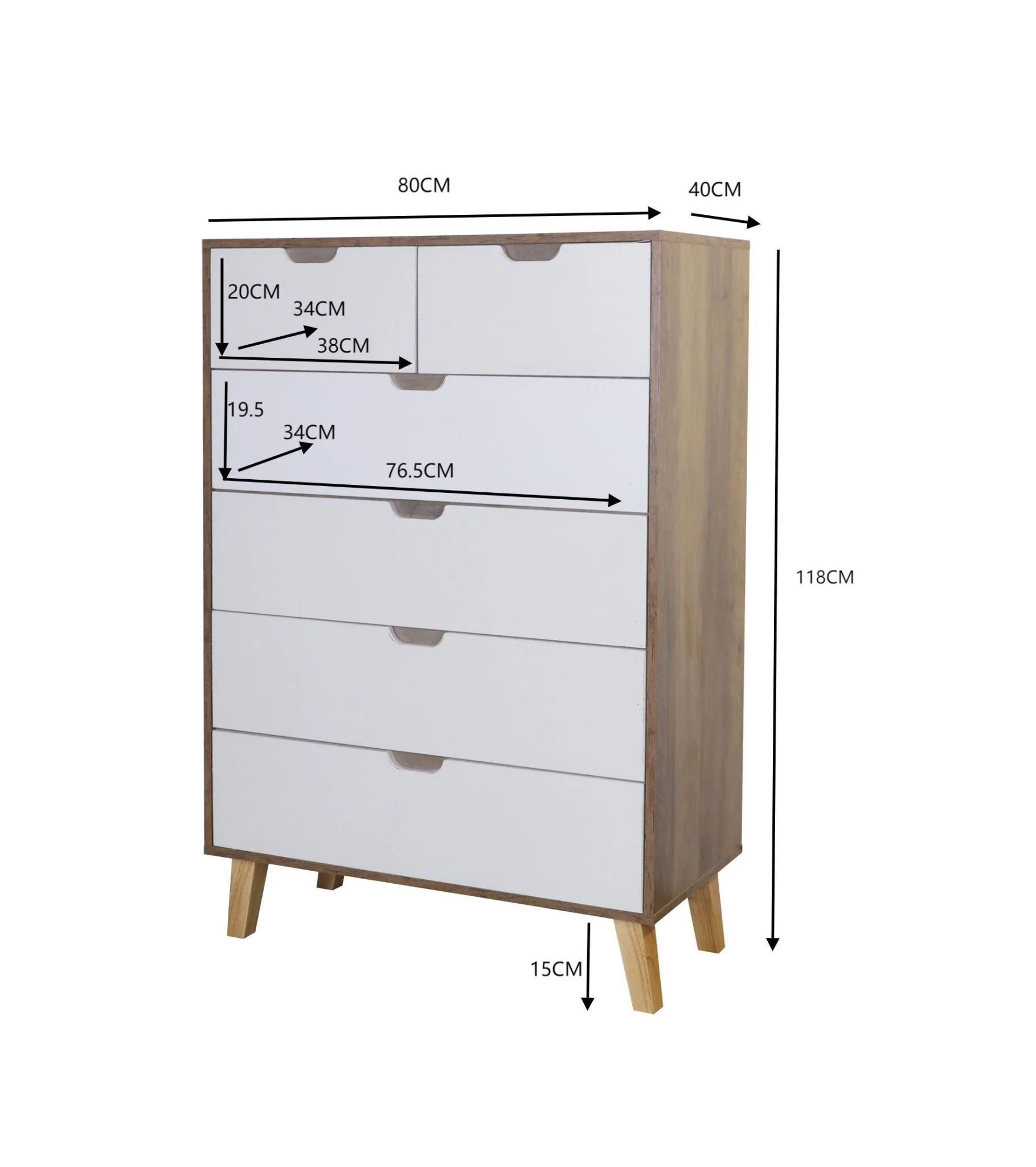 Chest of Drawers Tall boy 6 Drawers tallboy - Image 6