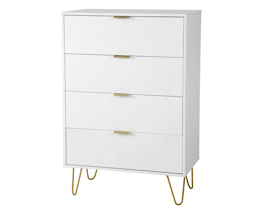 Tallboy Chest of Drawers - 4-Drawer Dressers for Bedroom (White) - Image 7