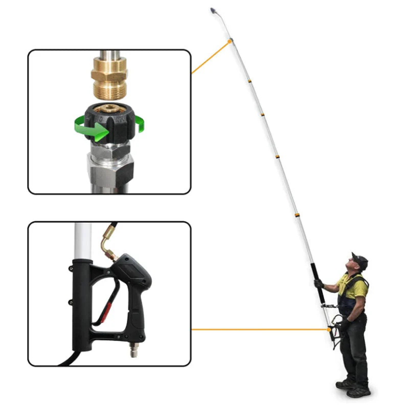 Telescoping Pressure Washer 6.2m Pole with Harness - Image 5
