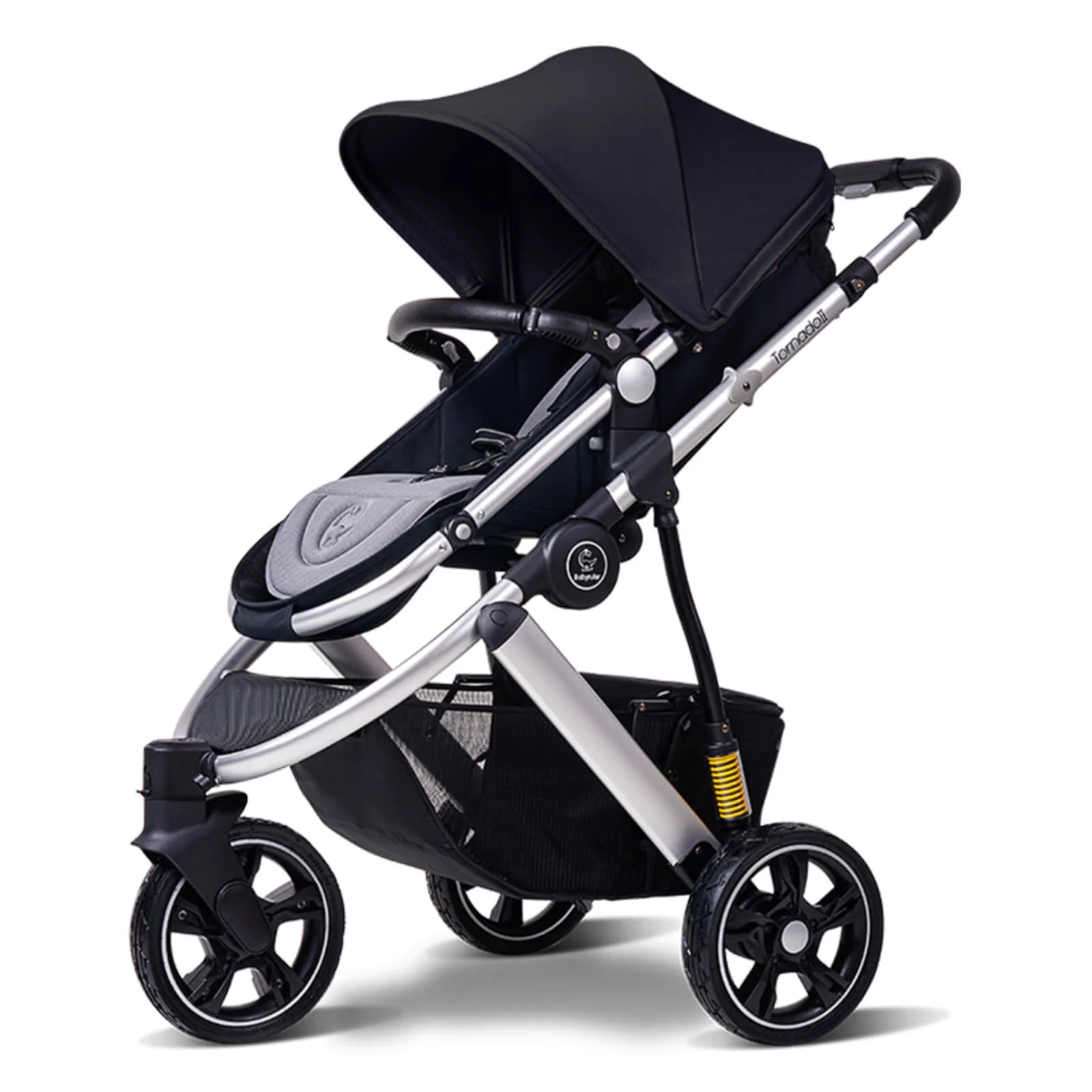Three Wheels Baby Stroller with All Accessories -Black - Image 2