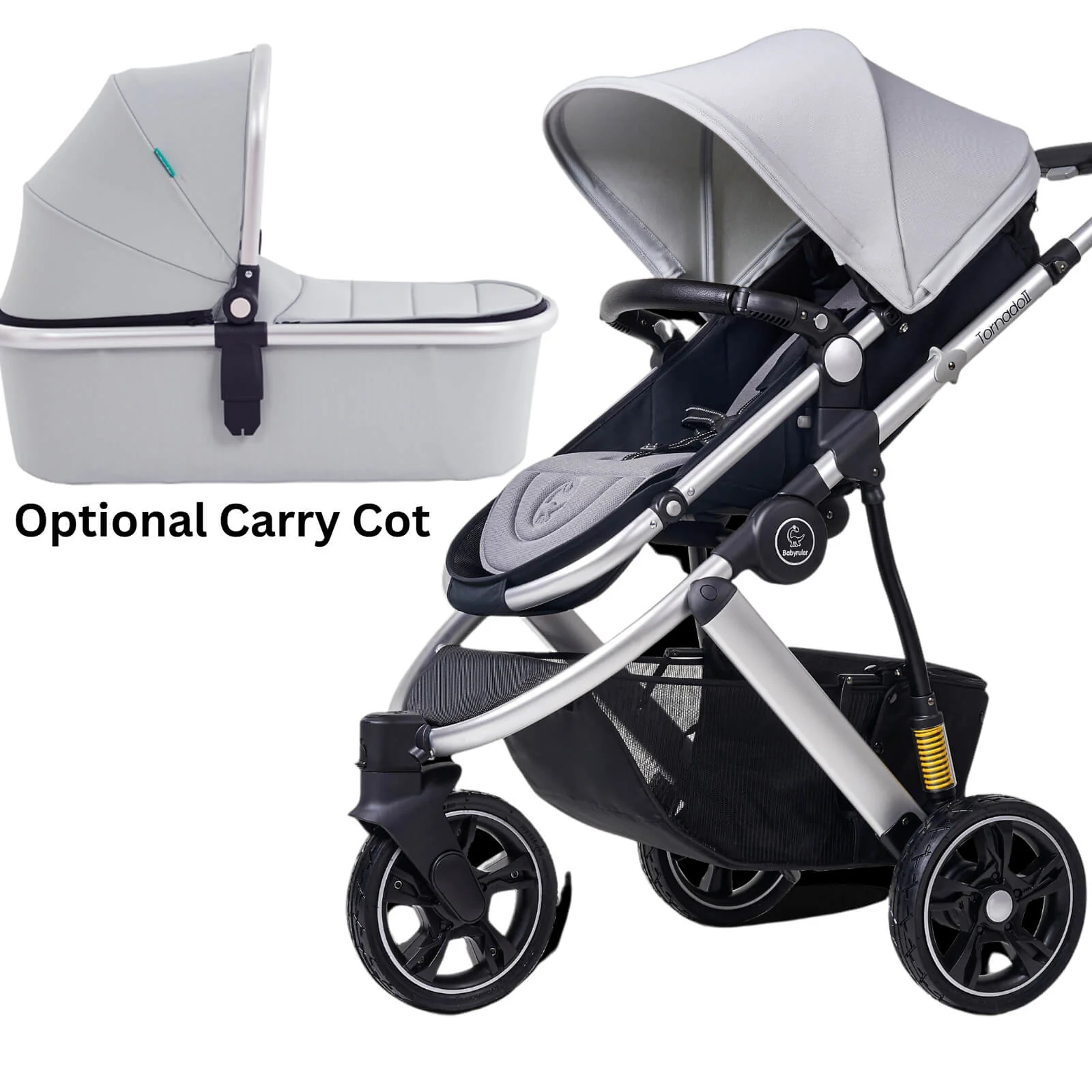 Three Wheels High Landscape Baby Stroller-Preium Grey - Image 2