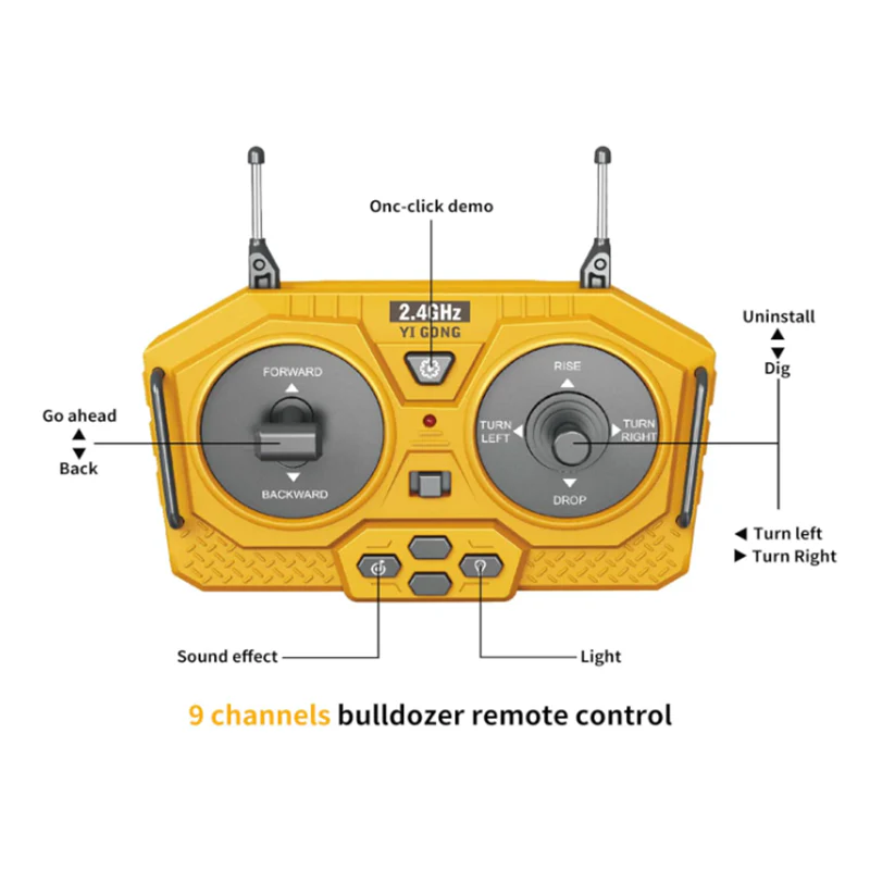 Toy Boys Construction Vehicle Toys Birthday Gifts Ideas With Light Sound Metal Shovel Ripper Dozer Front Loader Toy 9 Channel 2.4Ghz Gift - Image 3