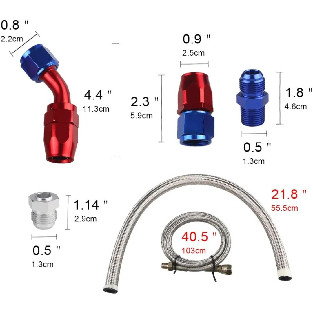 Turbo Charger Oil Drain Return Line Oil Feed Complete Kit Fit for T3 T4 GT35 T70 T66 - Image 4