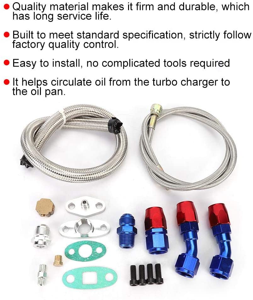Turbo Charger Oil Drain Return Line Oil Feed Complete Kit Fit for T3 T4 GT35 T70 T66 - Image 6