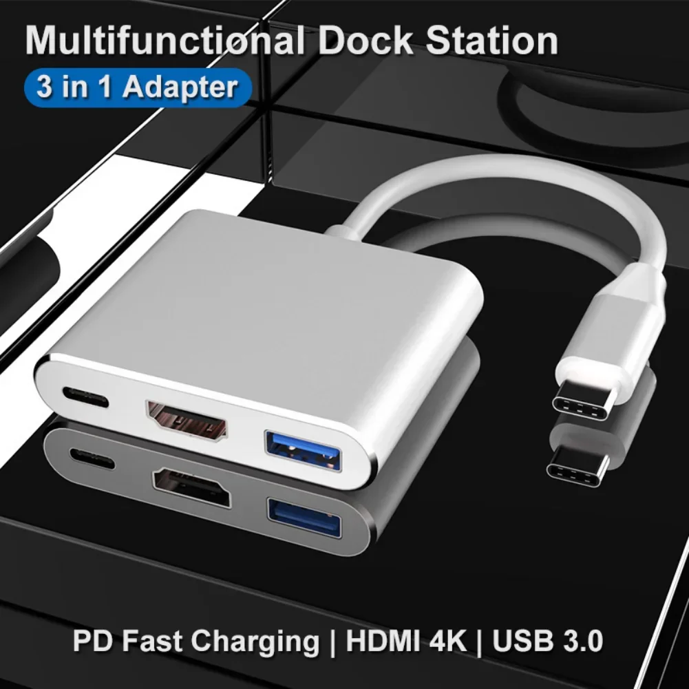 Type C To USB 3.0 HDMI Female 4K Hub Adapter (Gold) - Image 9