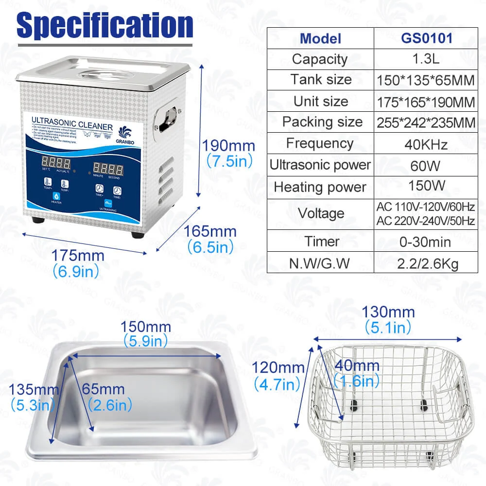 Ultrasonic Cleaner 1.3L Jewellery Cleaner - Image 6