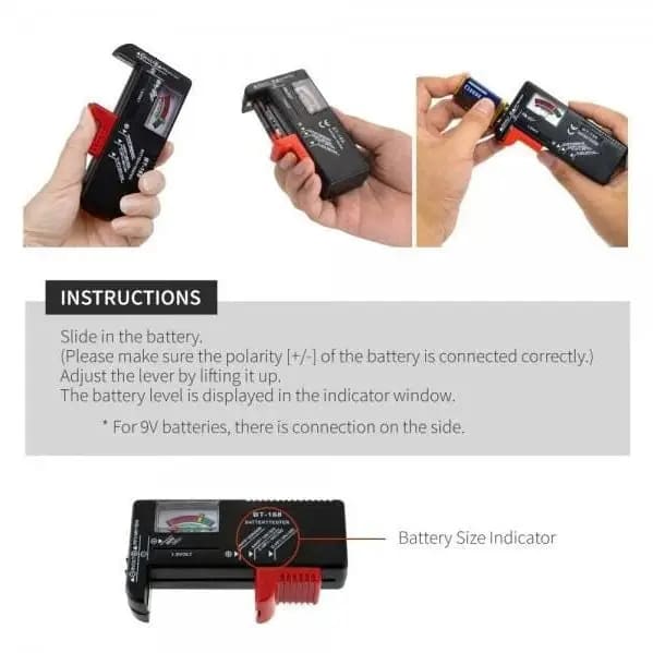 Universal Battery Tester For AA, 9V, Button Type Batteries - Image 2