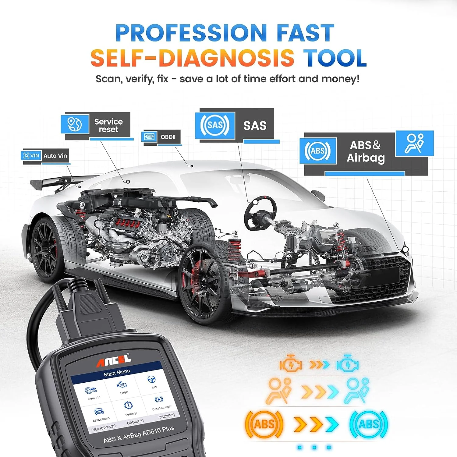 Universal OBDII OBD2 Scanner Car Engine Fault Code Reader Diagnostic Tool ANCEL AD610 - Image 11