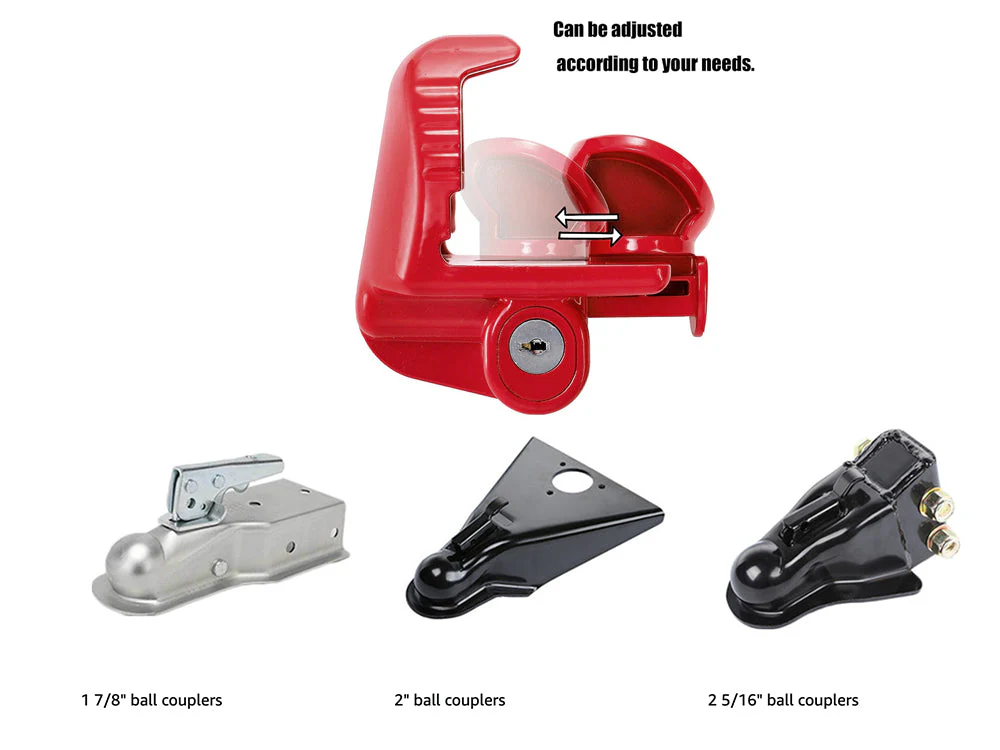 Universal Trailer Hitch Coupler Lock - Red - Image 7