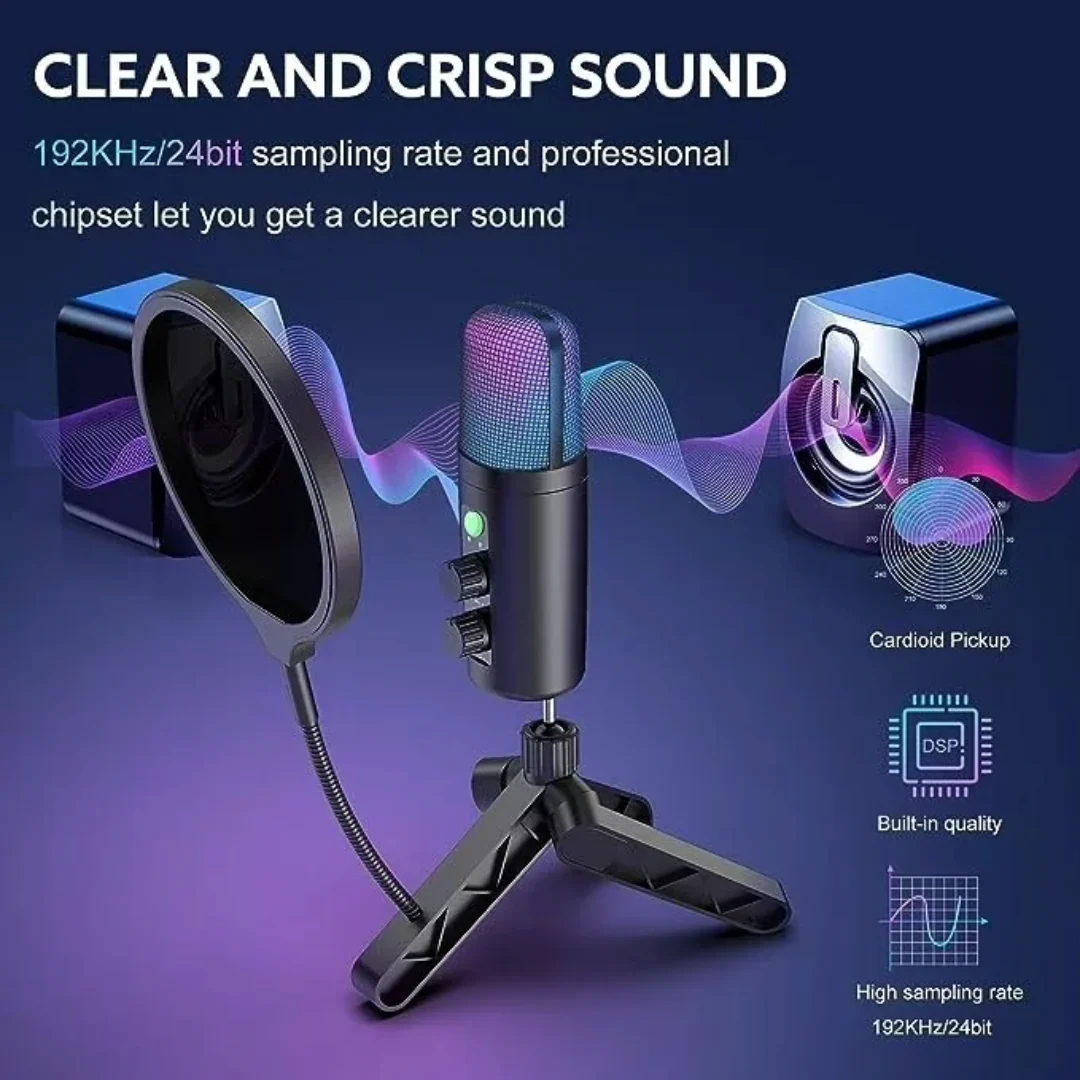 USB Microphone Adjustable Sound Volume Noise Reduction - Image 12
