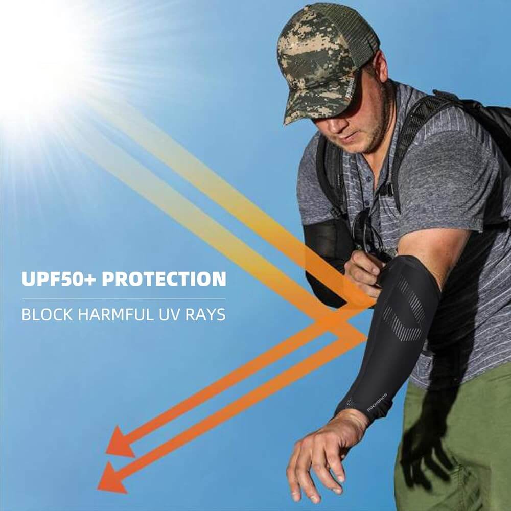UV Protection Arm Sleeves Ice Fabric for Cycling Sport-1 Pair - Image 2