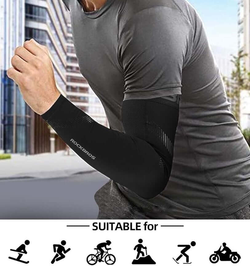 UV Protection Arm Sleeves Ice Fabric for Cycling Sport-1 Pair - Image 4