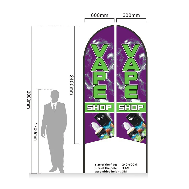 VAPE SHOP - Pre-print Double Sided Feather Banner Flag Business Commersial 3M - Image 3