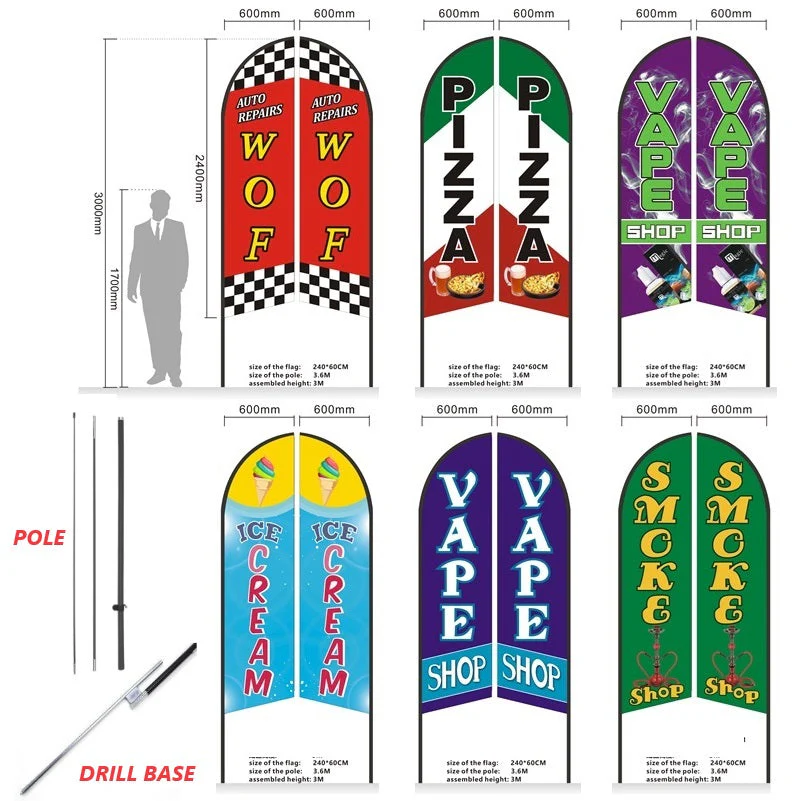 VAPESHOP - Pre-print Double Sided Feather Banner Flag Business Commersial 3M SET - Image 4