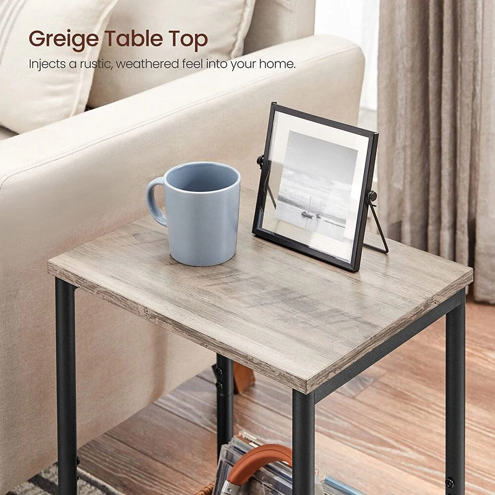 VASAGLE Bed Side Tables End Table (Greige) - Image 11