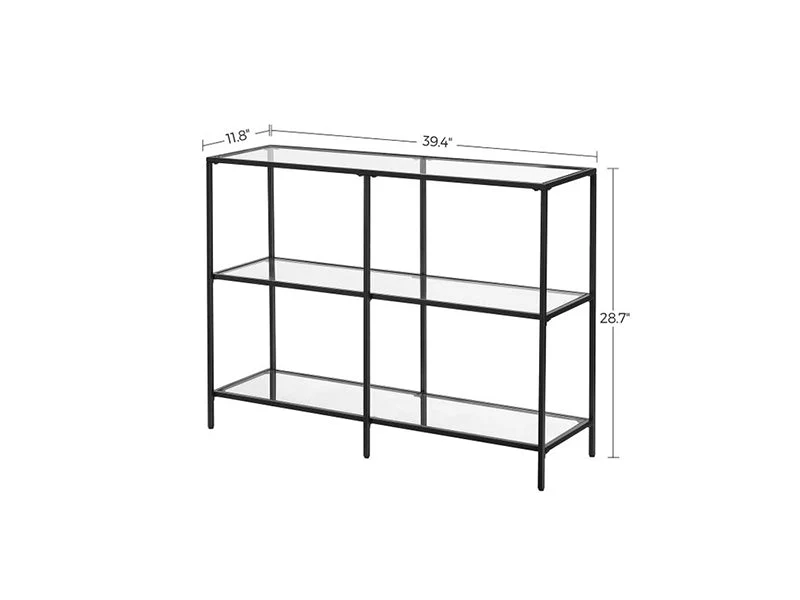 VASAGLE Black Frame Glass Console Table with Shelves - Image 4