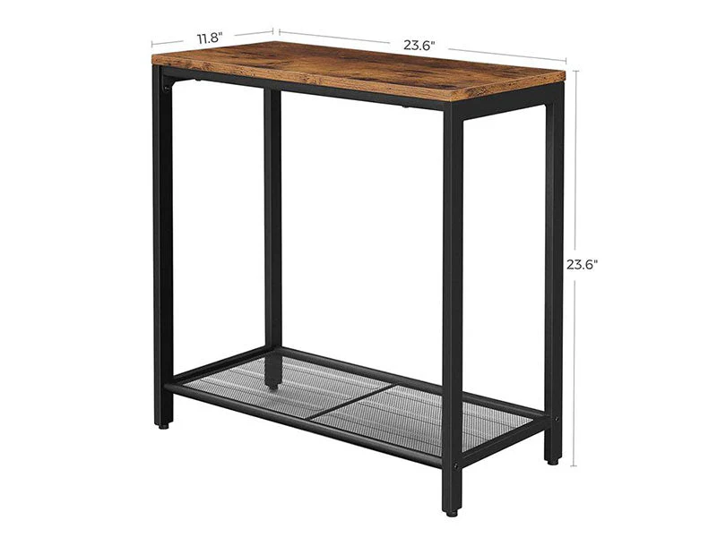 VASAGLE Brown End Table with Mesh Shelf - Image 4