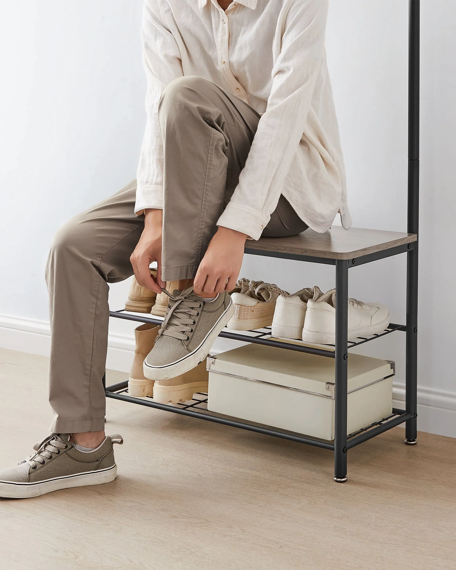 VASAGLE Coat Rack Stand Shoe Rack - Image 6