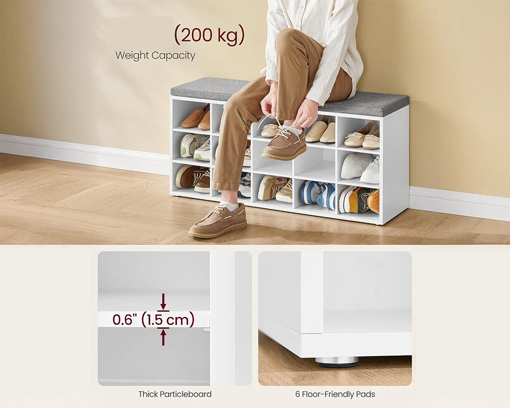 VASAGLE Shoe Rack Bench Shoe Storage Bench Shoe Rack - Image 5