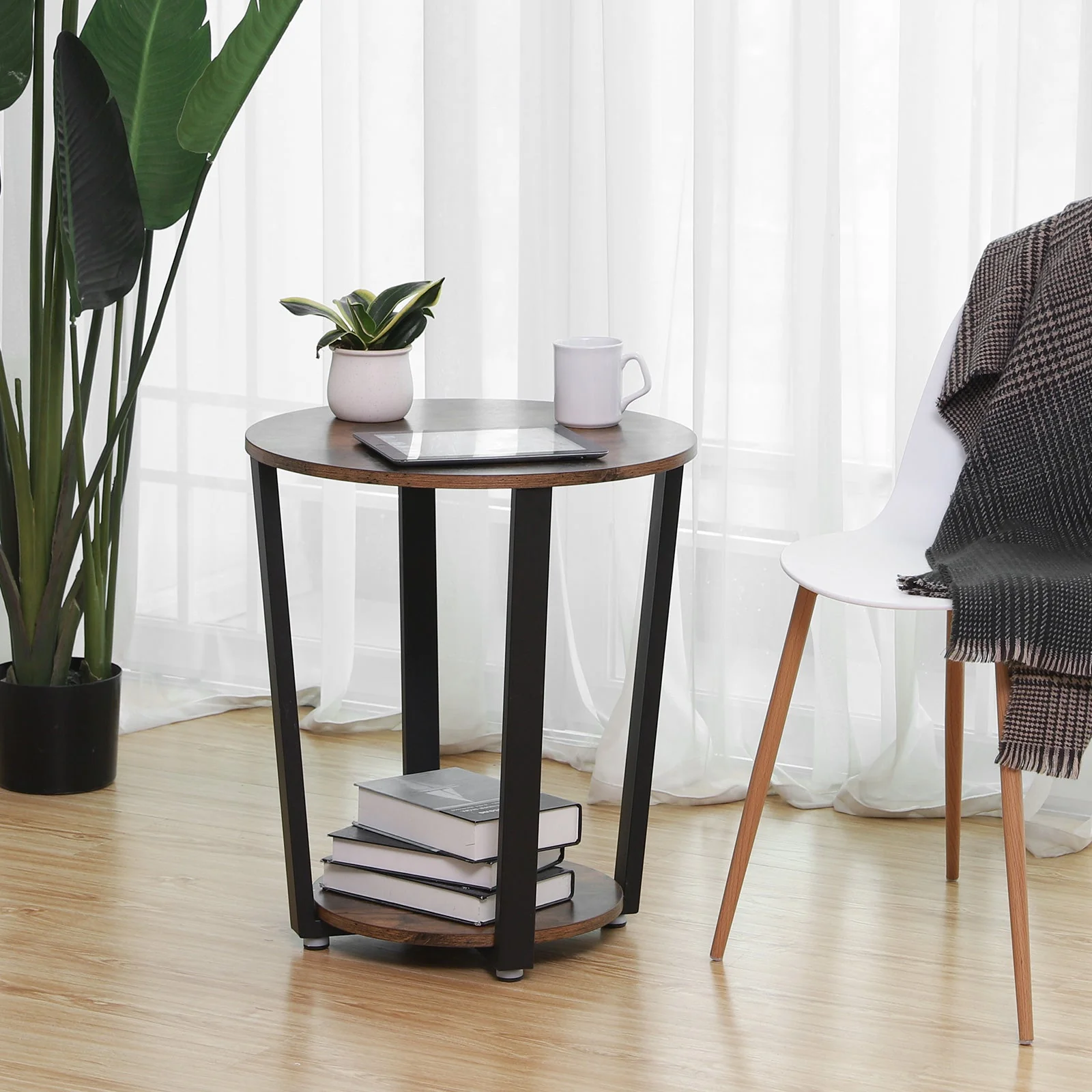 VASAGLE Side Table End Table Rustic Brown and Black - Image 6