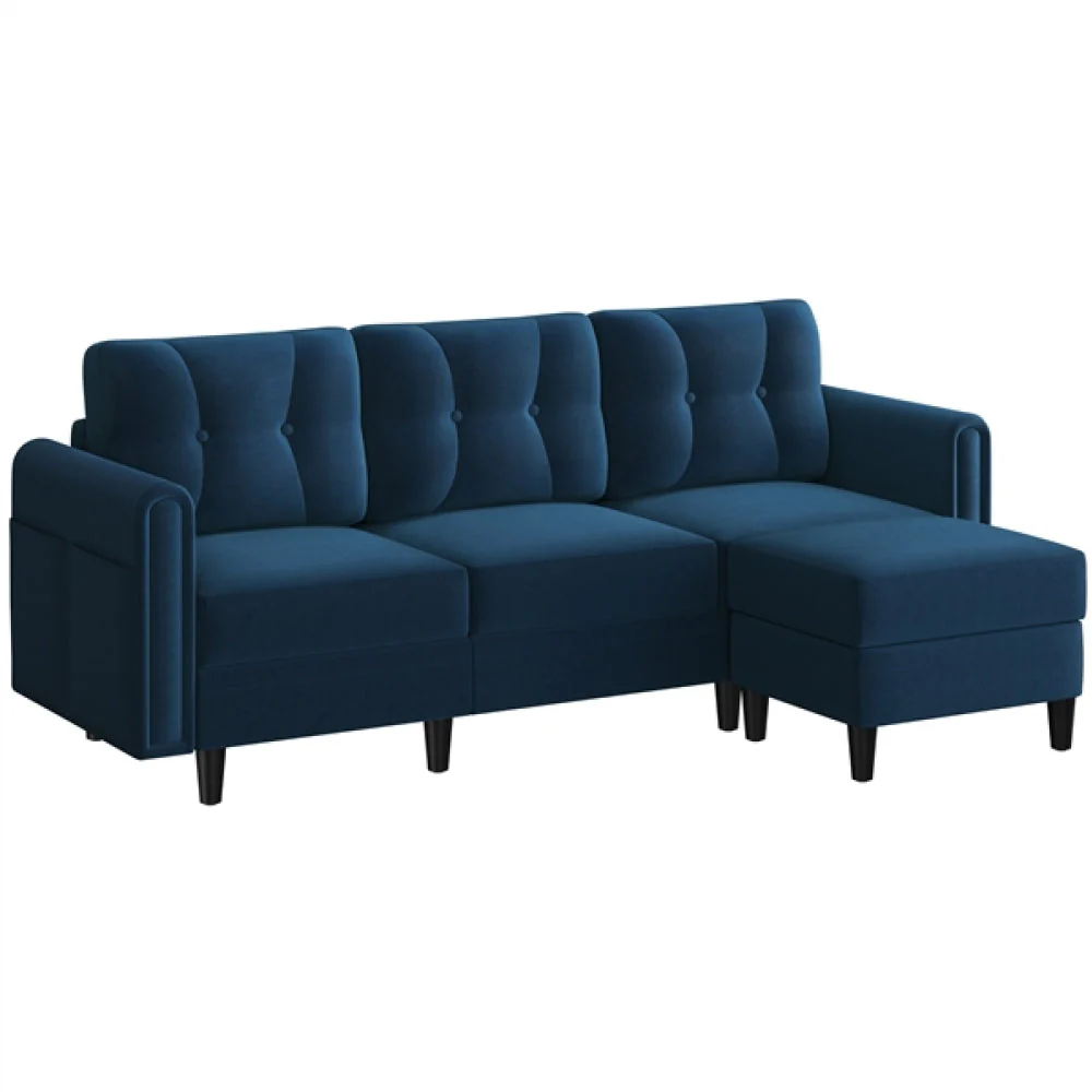 Velvet Upholstered Corner Sofa - Image 3