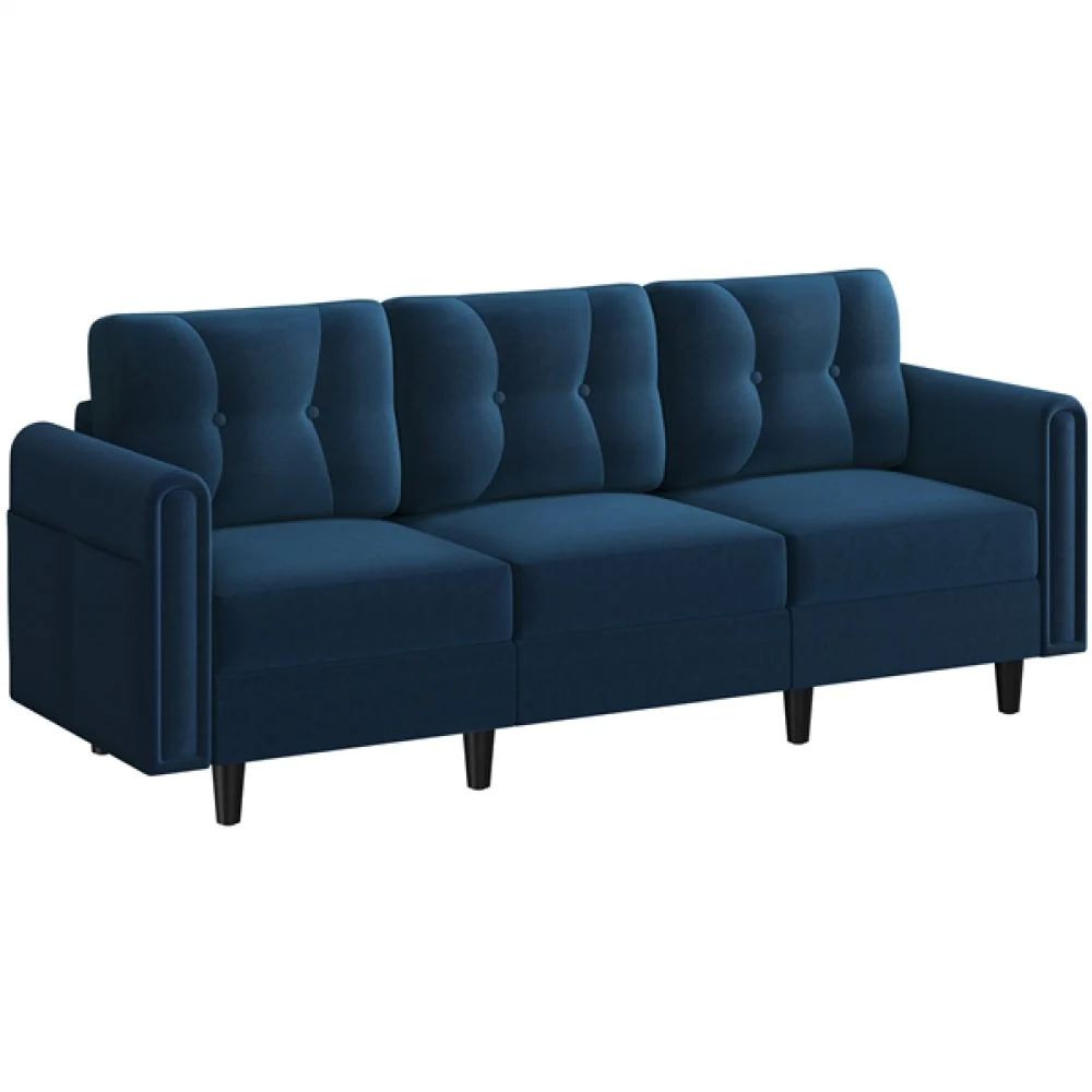 Velvet Upholstered Corner Sofa - Image 5