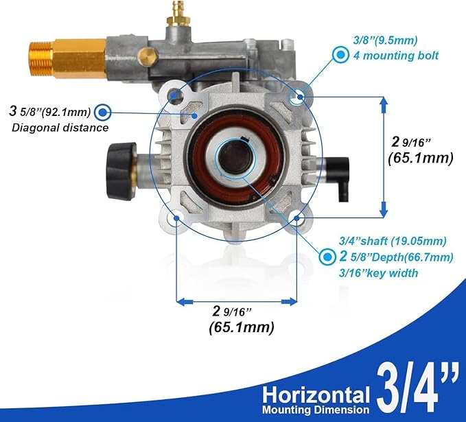 Water Blaster Pump Unit 19.05mm 3/4" Shaft 3000 PSI High Pressure Pump - Image 3