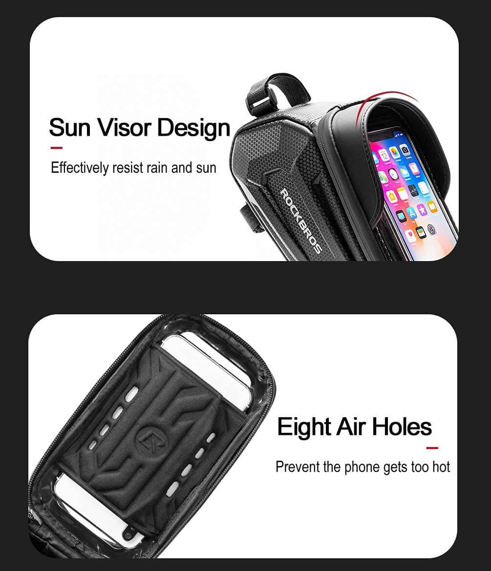 Waterproof Cycling Bicycle Front Bag 1.7L Top Tube Mount for 6.8" below phones - Image 5