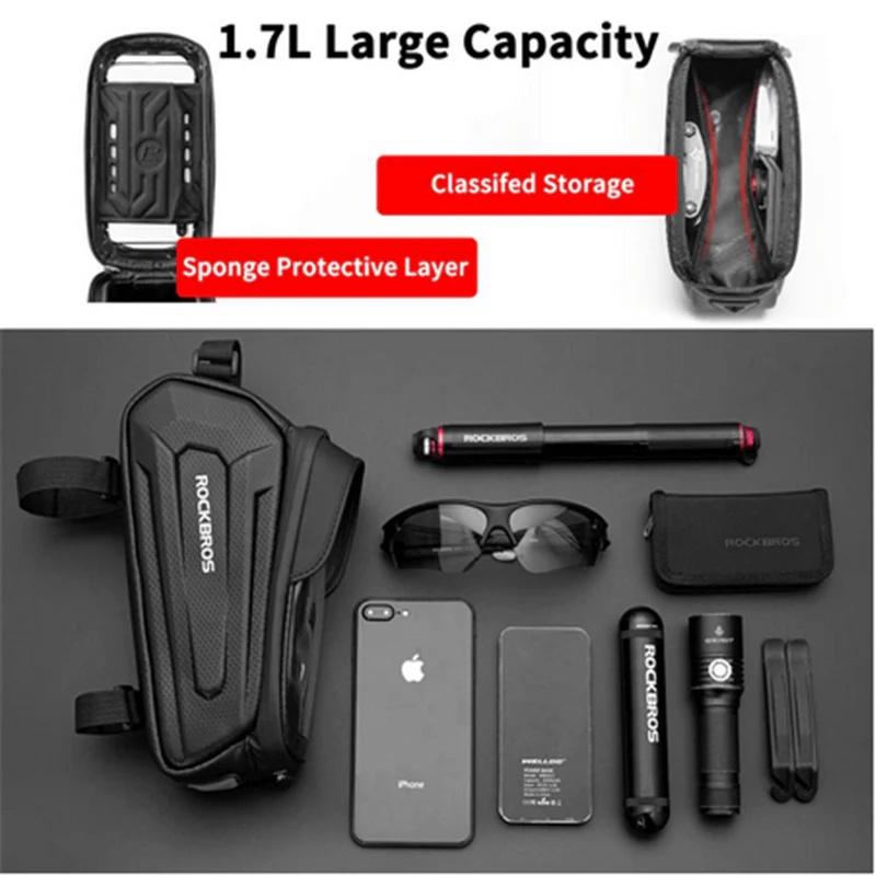 Waterproof Cycling Bicycle Front Bag 1.7L Top Tube Mount for 6.8" below phones - Image 6