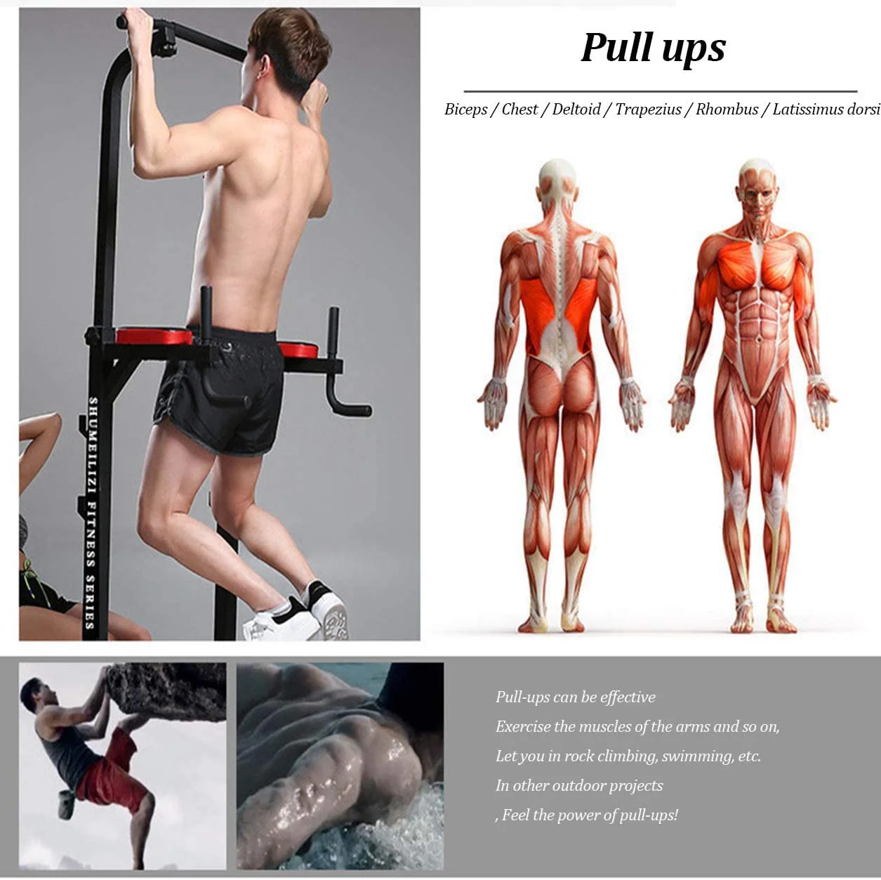 Weight Bench Chin Up Pull Up Station Power Tower - Image 6