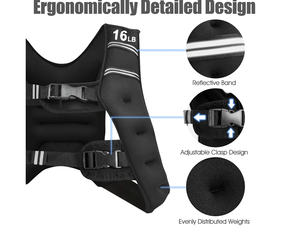 Weighted Vest 10kg Adjustable Weight Exercise Training - Image 7