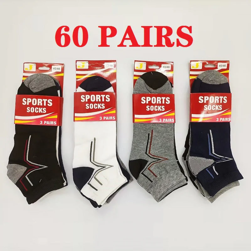 WHOLESALE - (60 Pairs) Ankle Socks - M7-10 / W8-11