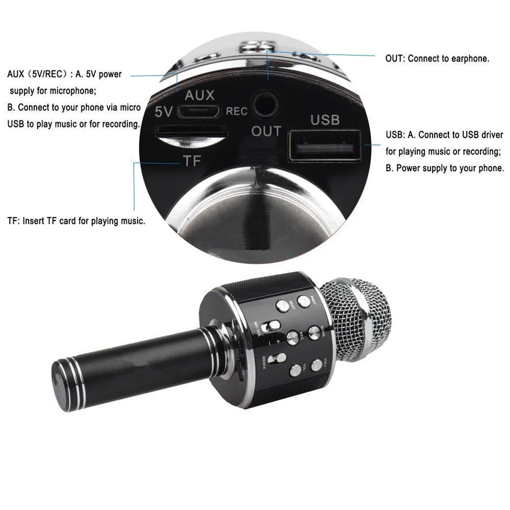 Wireless Microphone Karaoke Microphone, Portable Handheld Mic Speaker - Image 5