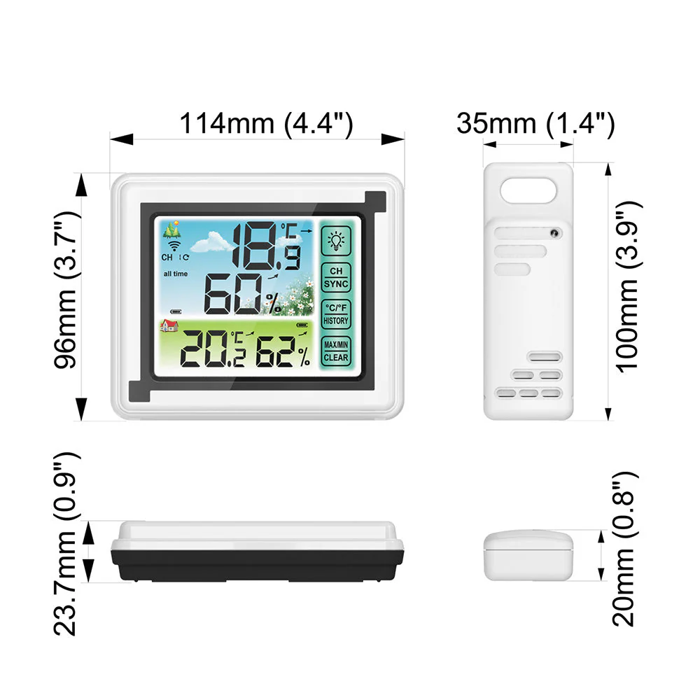 Wireless Weather Station Indoor Outdoor Hygrometer Thermometer - Image 3