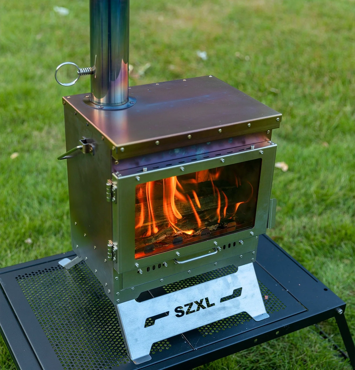 Wood Burning Stove – Outdoor Winter Heating Stove with Fire Viewing Glass - Image 9