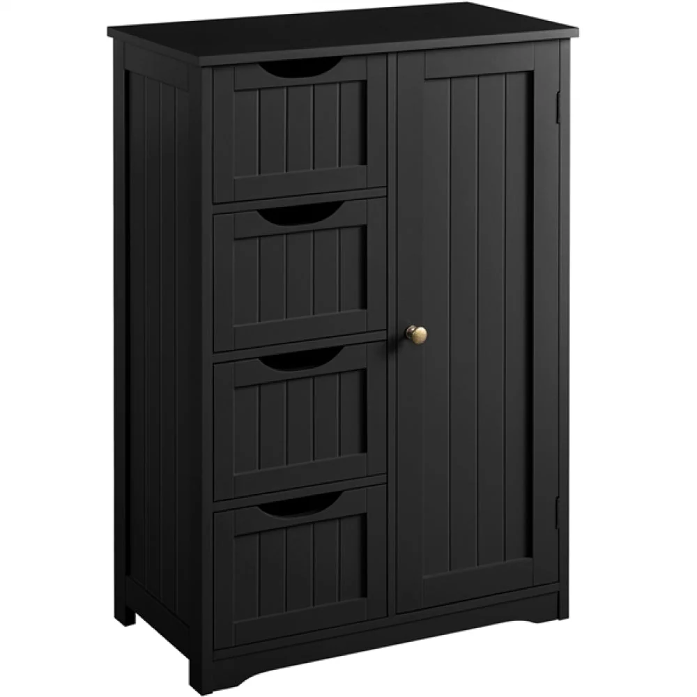 Wooden Bathroom Cabinet 4 Drawers & Cupboard Bathroom Storage Unit - Image 3