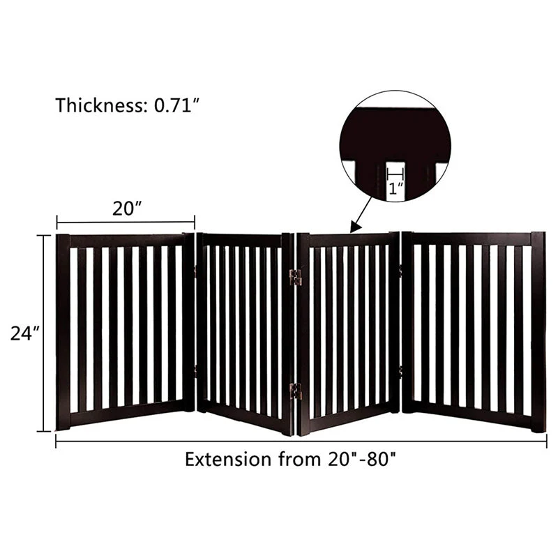 Wooden Pet Safety Gate Barrier Portable Door 3 Panel - Image 7